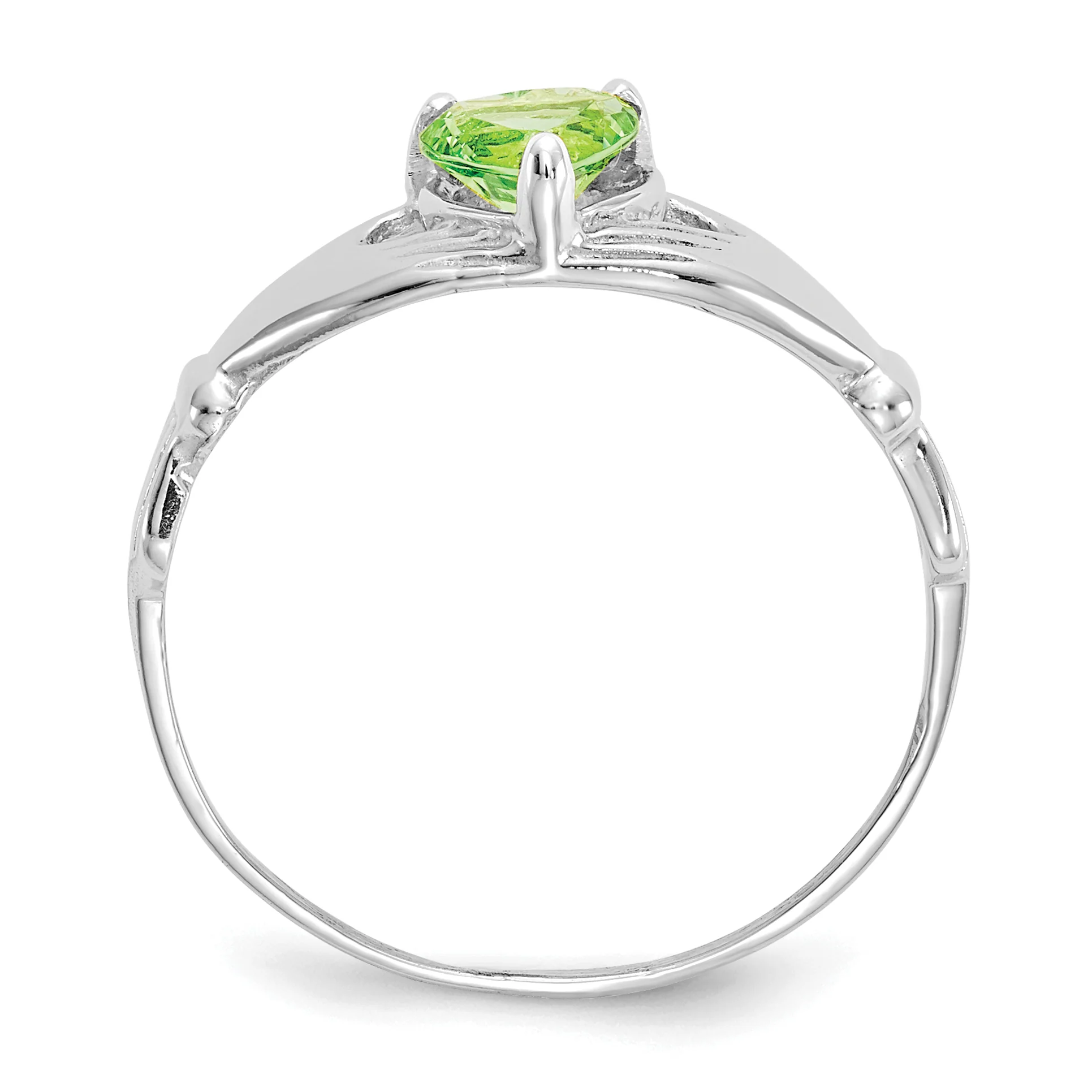 Anillo Claddagh con Piedra de Nacimiento de Agosto en Oro Blanco de 14K y Circonia Cúbica - Image 2