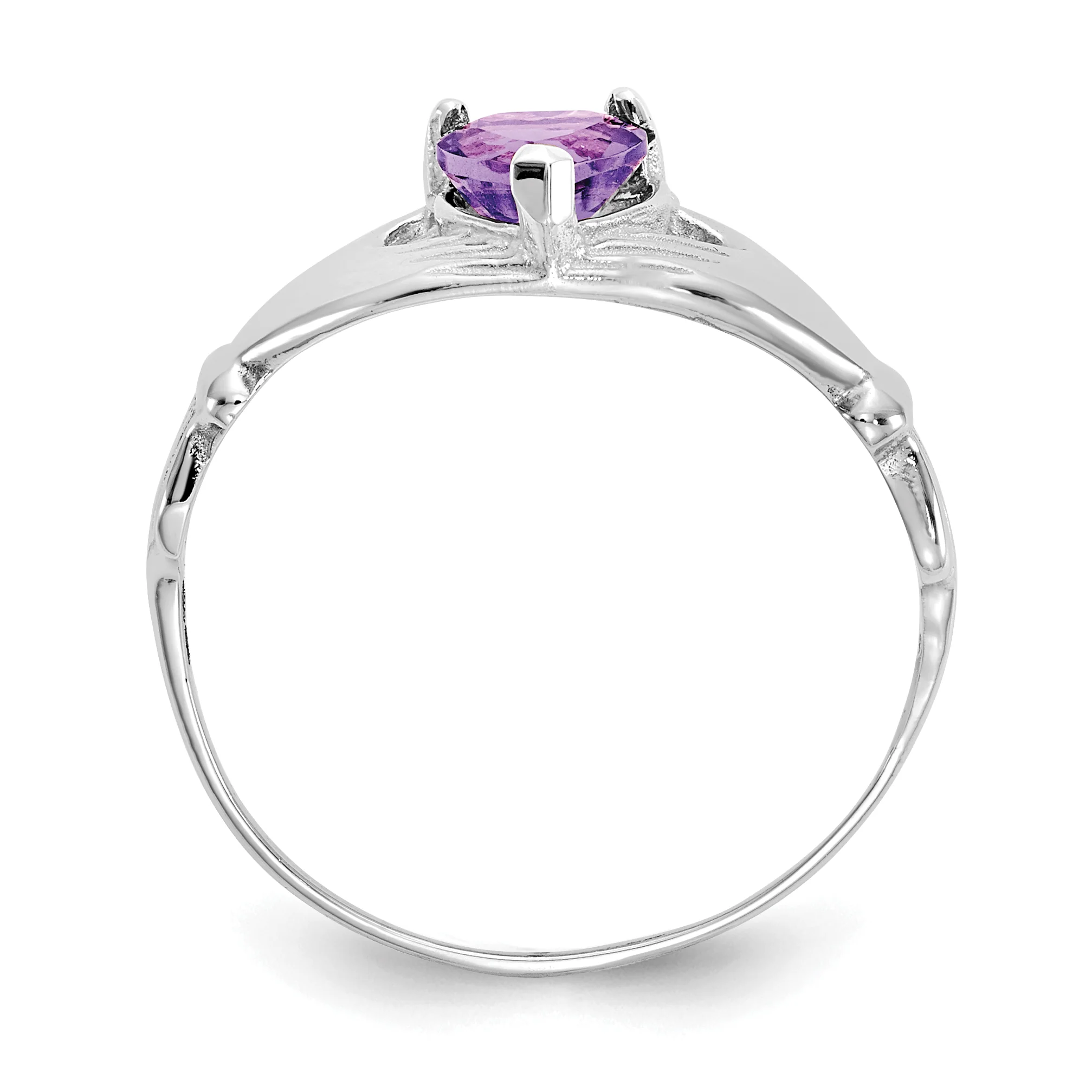 Anillo Claddagh con Piedra de Nacimiento de Febrero en Oro Blanco de 14K y Circonia Cúbica - Image 2