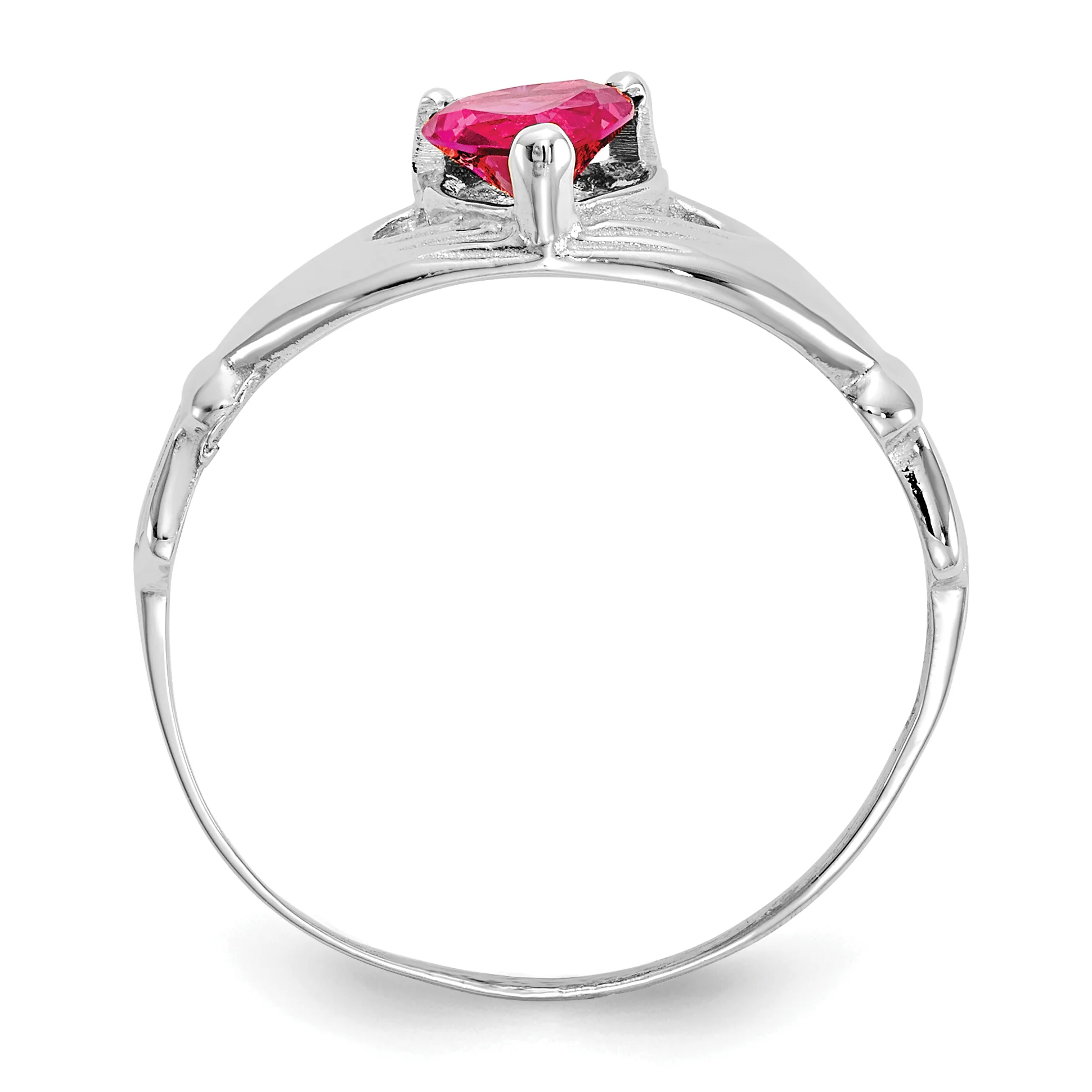 Anillo Claddagh con Piedra de Nacimiento de Julio en Oro Blanco de 14K y Circonia Cúbica - Image 2
