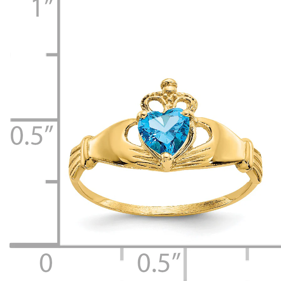 Anillo Claddagh con Piedra de Nacimiento de Diciembre en Oro Amarillo de 14K y Circonia Cúbica - Image 3