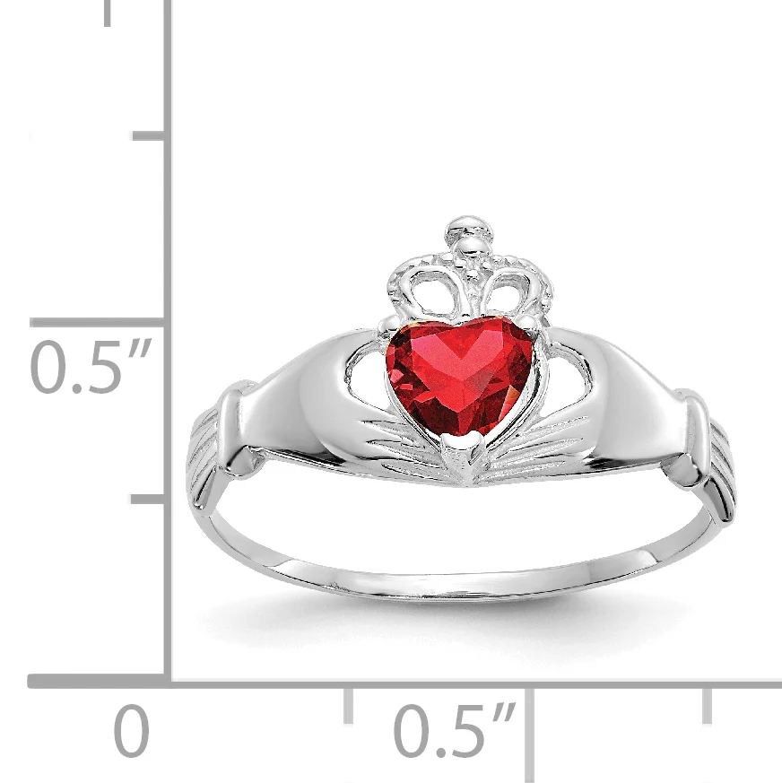 Anillo Claddagh con Piedra de Nacimiento de Enero en Oro Blanco de 14K y Circonia Cúbica - Image 3