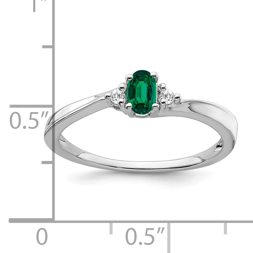 Anillo de Esmeralda Creada y Diamantes en Oro Blanco de 14k - Image 2