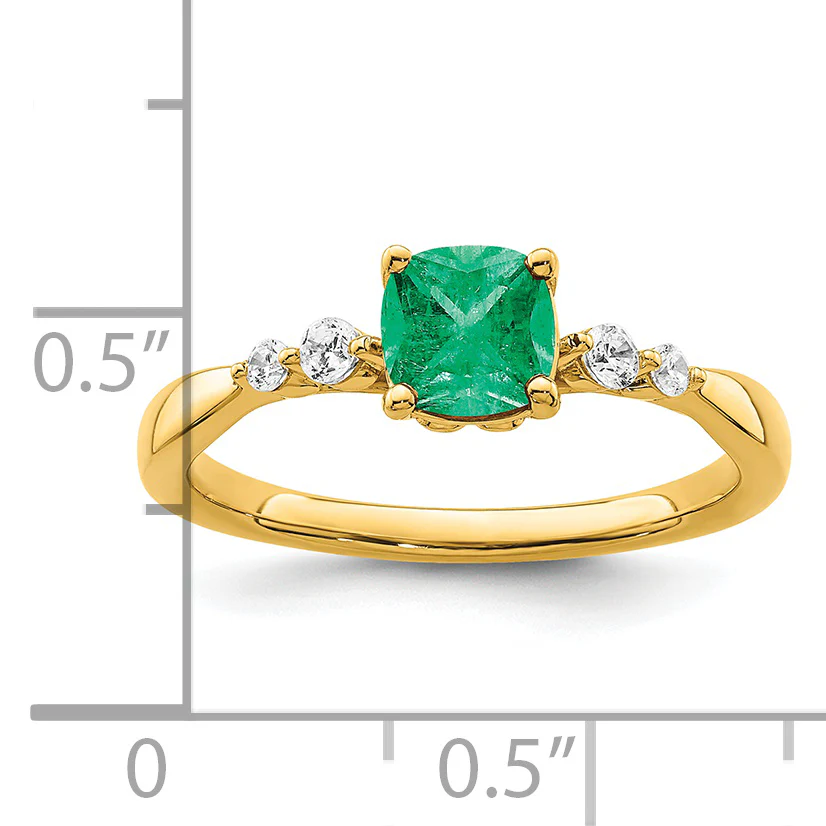 Anillo de Esmeralda y Diamante en Oro Amarillo de 14k - Image 2