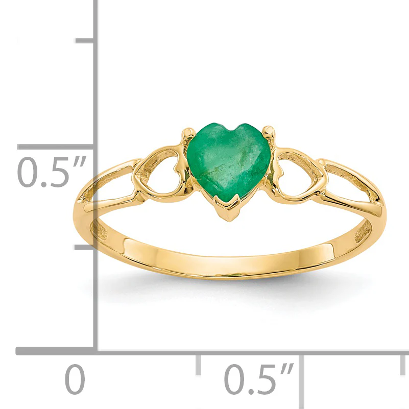 Anillo de Oro Amarillo de 14k con Esmeralda (Piedra de Nacimiento de Mayo) - Image 2