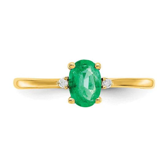 Anillo de Oro de 14k con Diamante y Esmeralda (Piedra de Nacimiento de Mayo) - Image 12