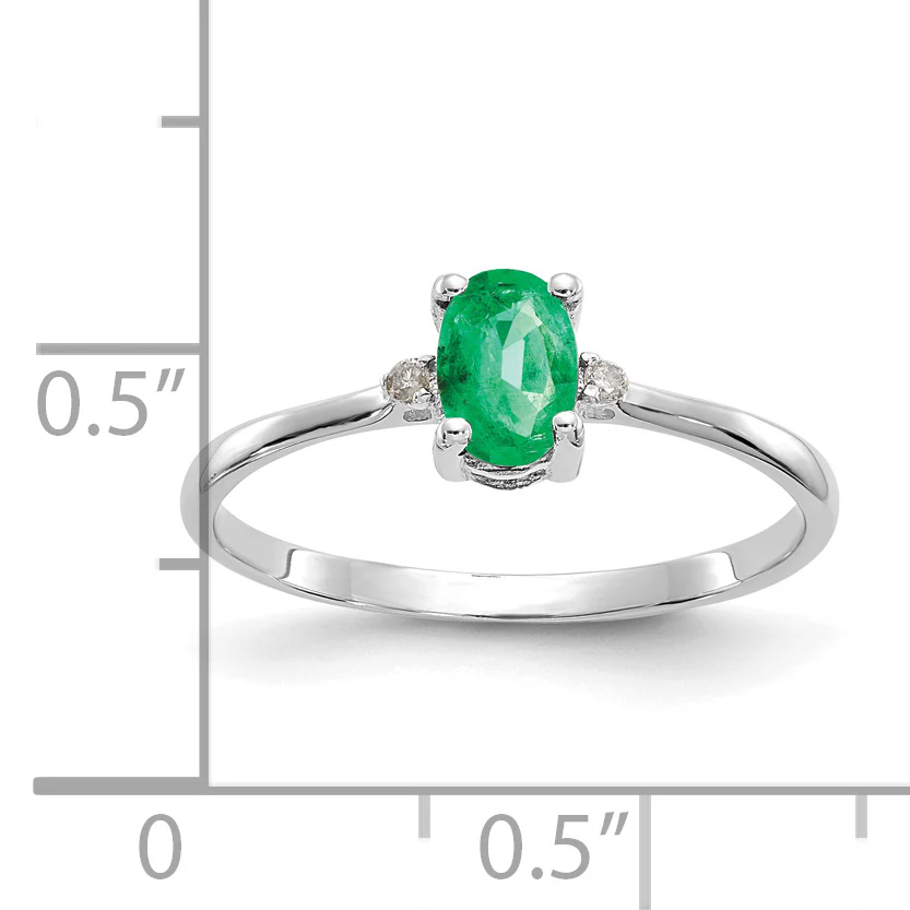 Anillo de Oro de 14k con Diamante y Esmeralda (Piedra de Nacimiento de Mayo) - Image 3
