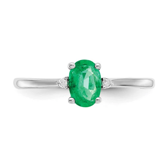 Anillo de Oro de 14k con Diamante y Esmeralda (Piedra de Nacimiento de Mayo) - Image 5
