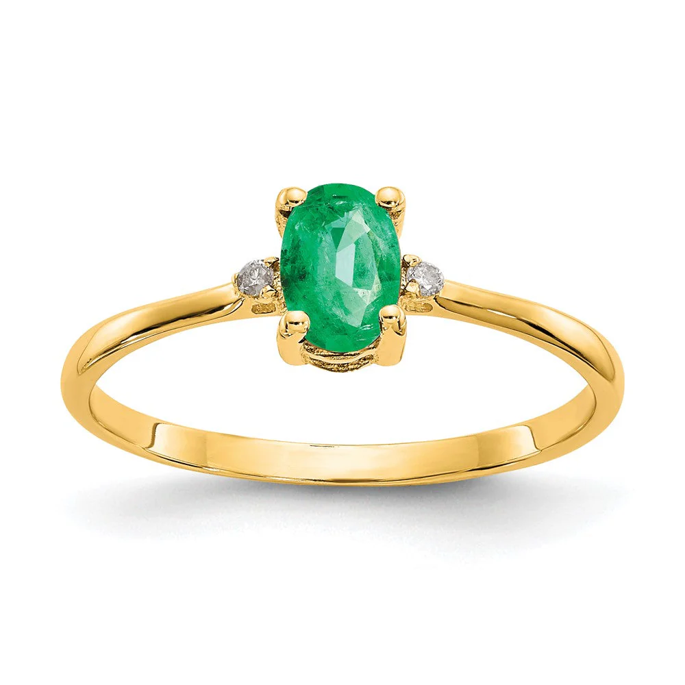 Anillo de Oro de 14k con Diamante y Esmeralda (Piedra de Nacimiento de Mayo) - Image 7
