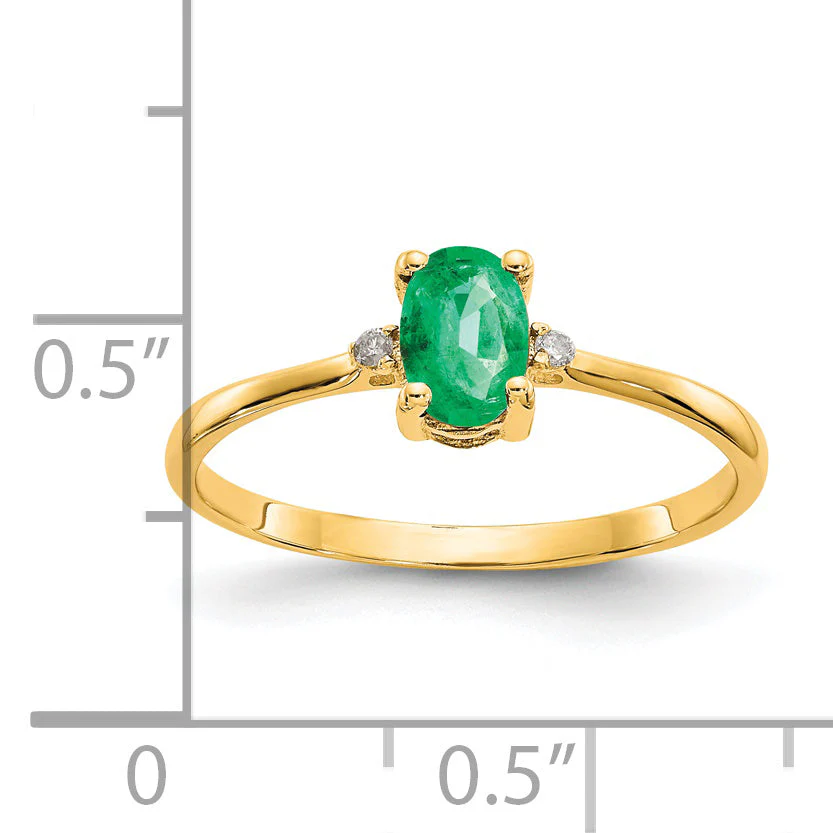 Anillo de Oro de 14k con Diamante y Esmeralda (Piedra de Nacimiento de Mayo) - Image 9