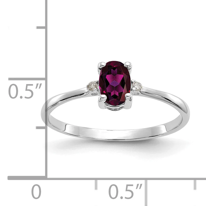 Anillo de Oro de 14k con Diamante y Granate Rodolita - Piedra de Nacimiento - Image 3
