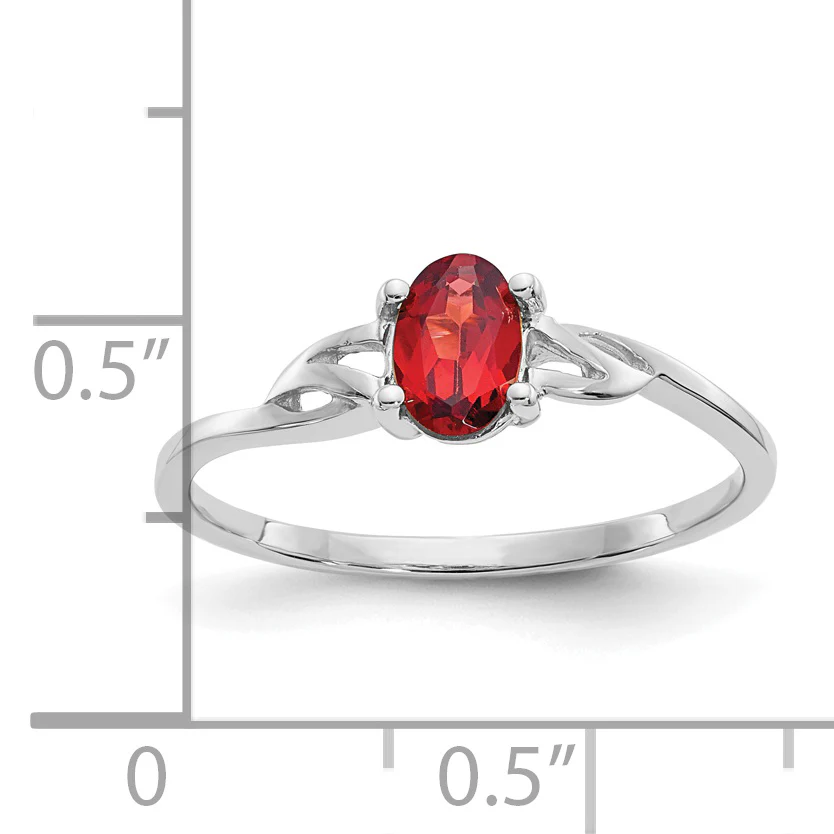 Anillo de Piedra de Nacimiento con Granate en Oro Blanco de 14k - Image 2