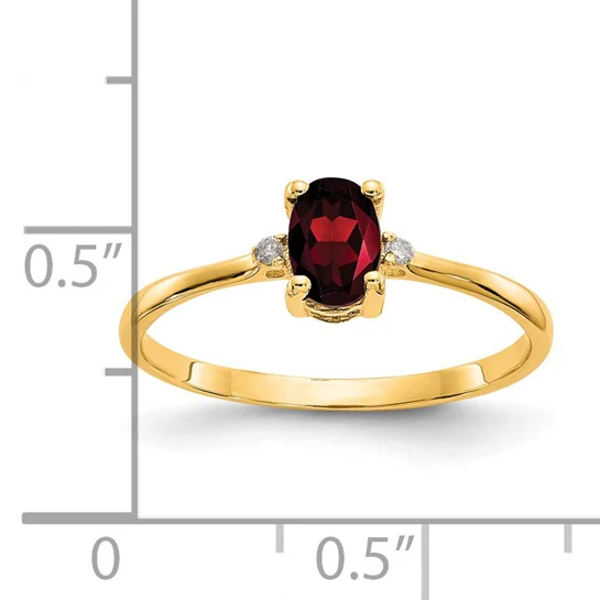 Anillo de Piedra de Nacimiento con Diamante y Granate en Oro de 14k - Image 3